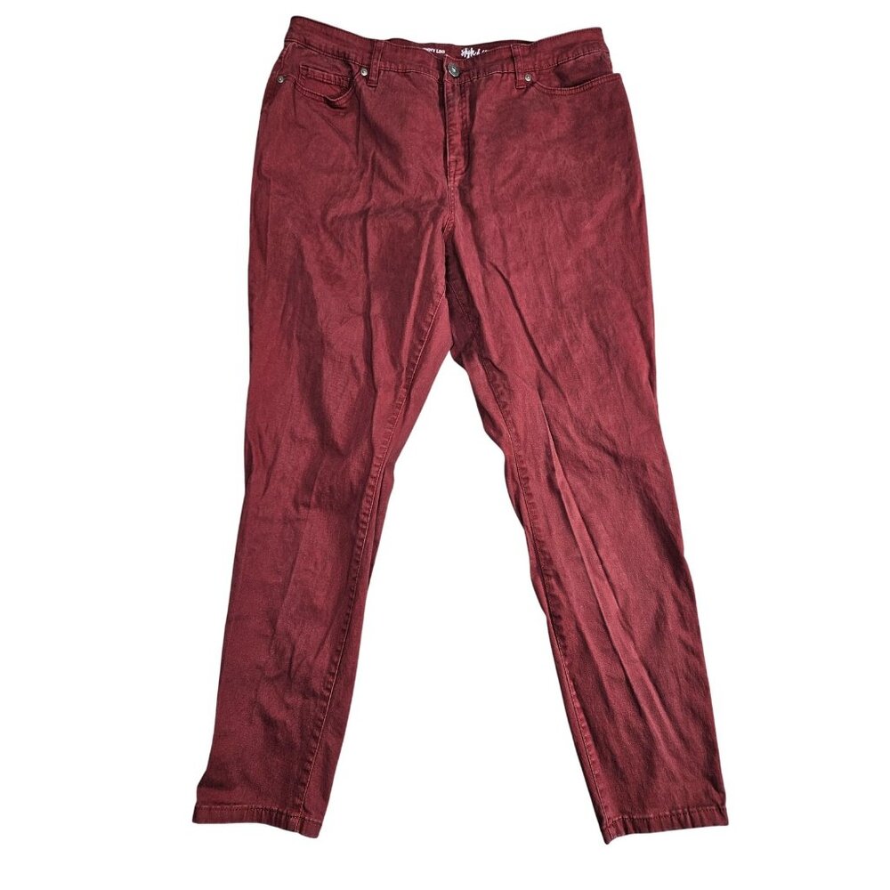 Style & Co Pants Womens 16 Red Curvy Skinny Leg‎ Stretch Denim Jeans Casual